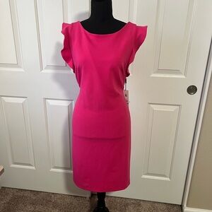Calvin Klein Pink Sheath Dress with Flutter Sleeves